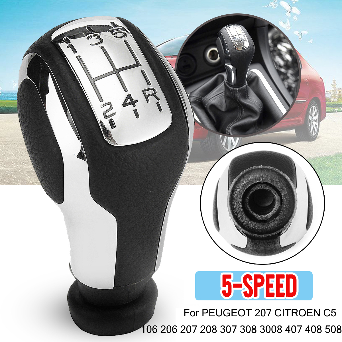 5-Speed-Gear-Stick-Shift-Knob-Gaiter-For-Peugeot-207-Citroen-C5-PU-Leather-1588761