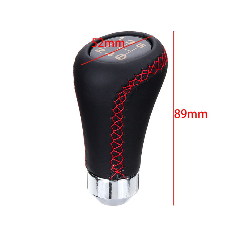 5-Speed-Leather-Gear-Shift-Knob-Stick-Manual-Shift-Lever-BlackRed-with-Adapter-For-MAZDA-1408695