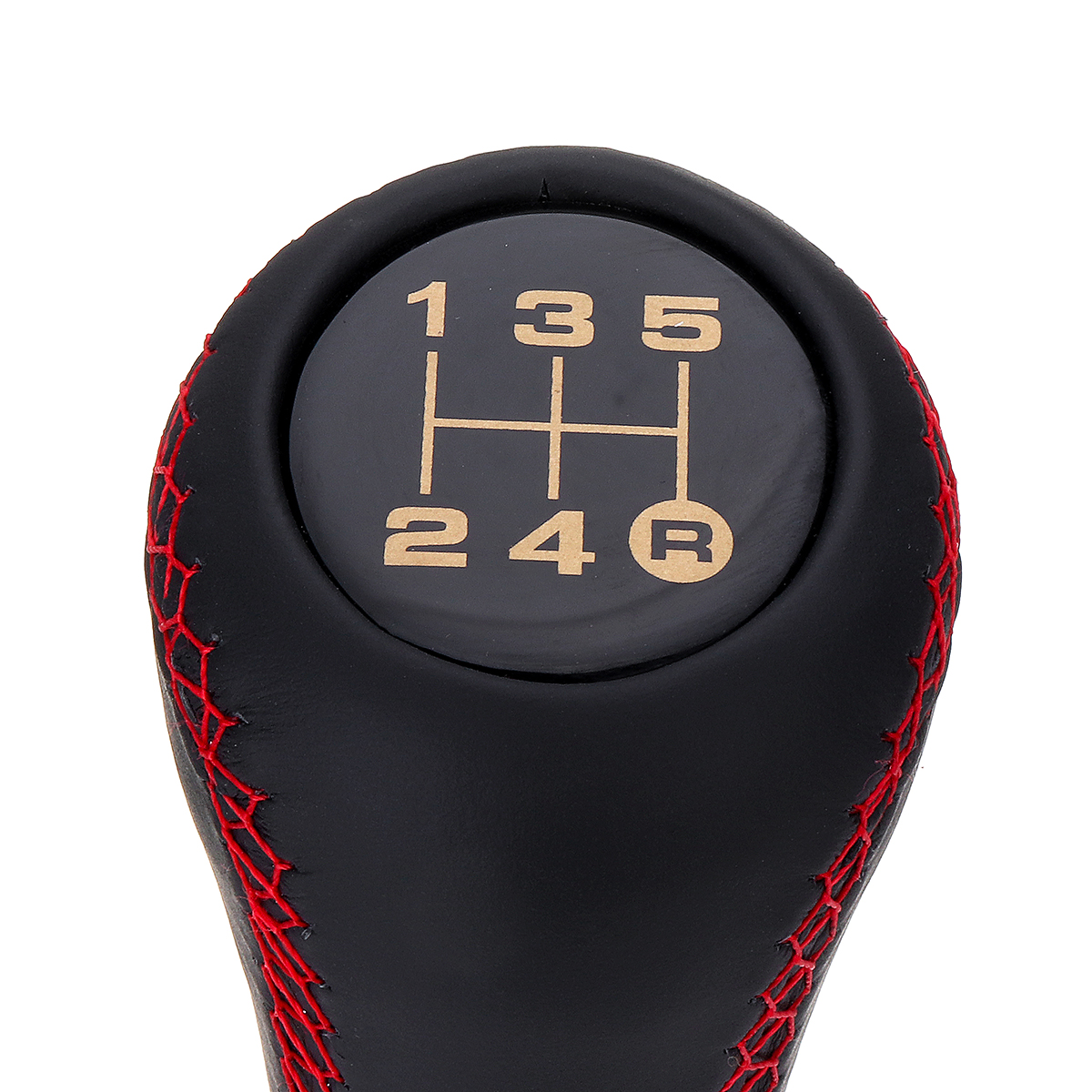 5-Speed-Leather-Gear-Shift-Knob-Stick-Manual-Shift-Lever-BlackRed-with-Adapter-For-MAZDA-1408695