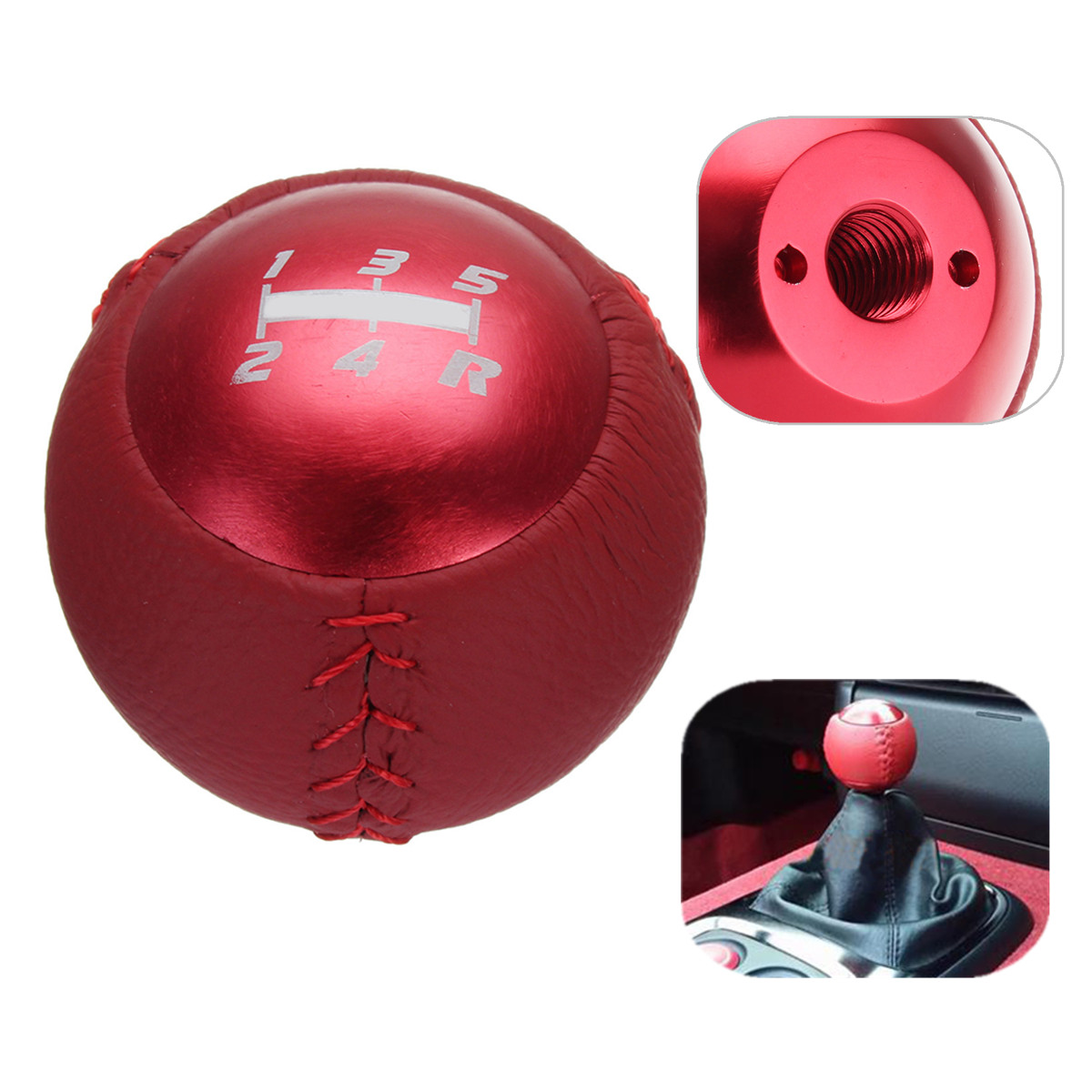 5-Speed-Leather-Round-Ball-Manual-Gear-Shift-Knob-Shifter-For-Civic-Type-R-FK2-1254264