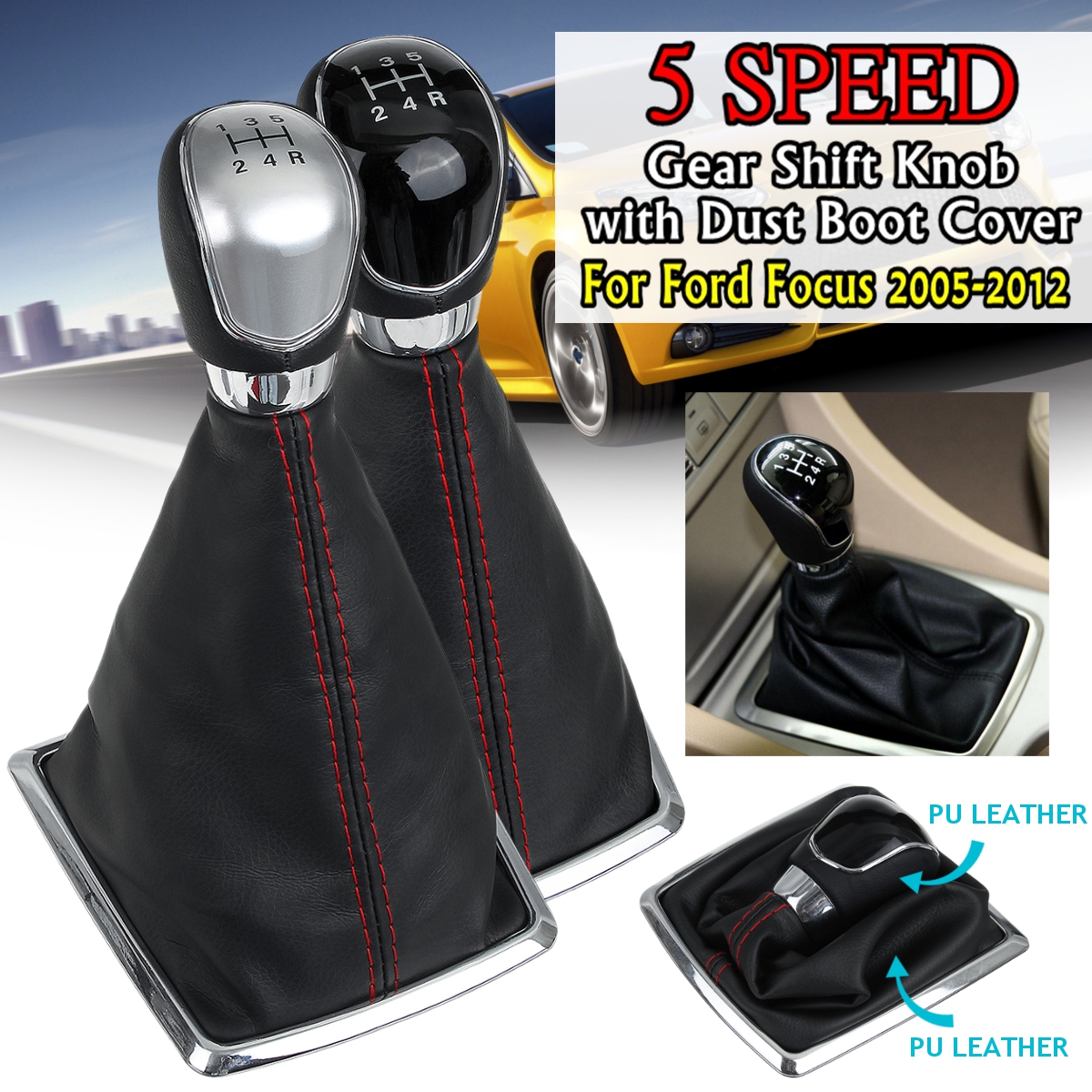 5-Speed-MT-Car-Gear-Stick-Shift-Knob-with-Dust-Boot-Cover-For-Ford-Focus-2005-2008-1622995