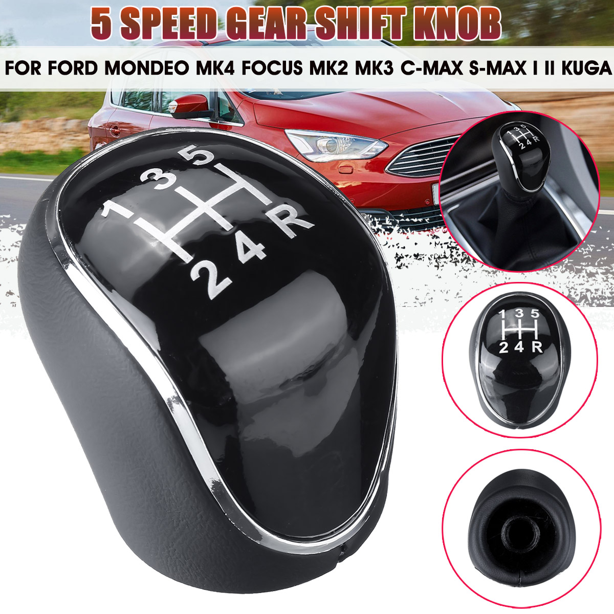 5-Speed-Manual-Gear-Shift-Knob-Stick-Lever-For-Ford-Mondeo-Mk4-Focus-Mk2-MK3-C-Max-Kuga-Galaxy-1707512