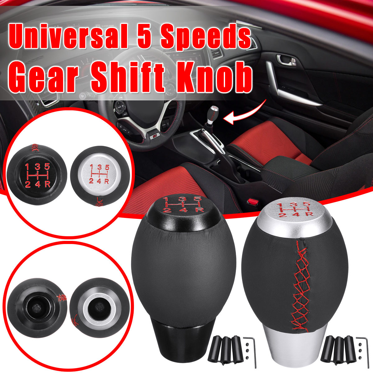 5-Speeds-Gear-Stick-Shift-Knob-Shifter-For-UniversalHondas-Civic-Si-1646840