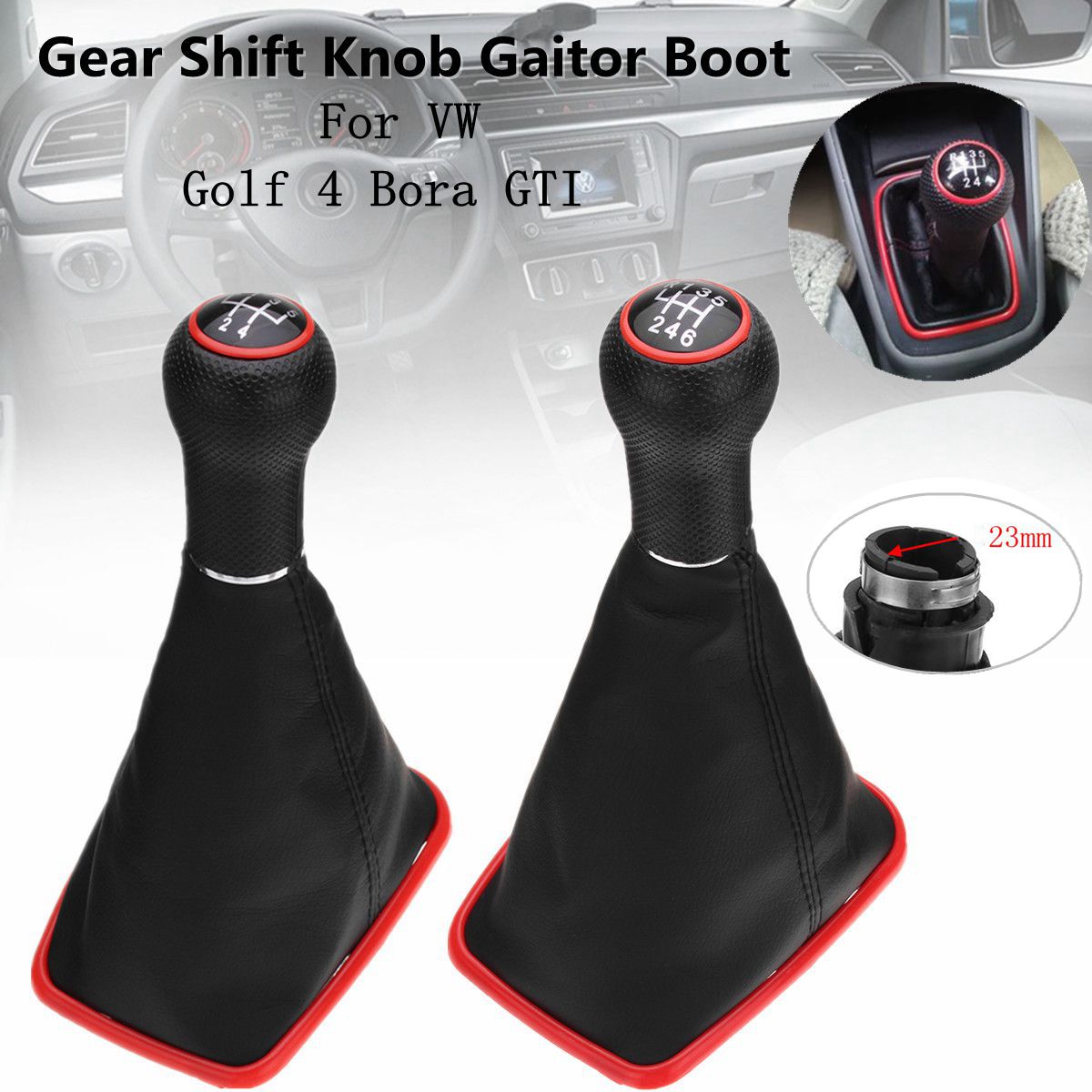 56-Speed-Gear-Shift-Knob-23mm-Inner-Shifter-Gaitor-Boot-Cover-For-VW-Golf-4-Bora-GTI-1746305