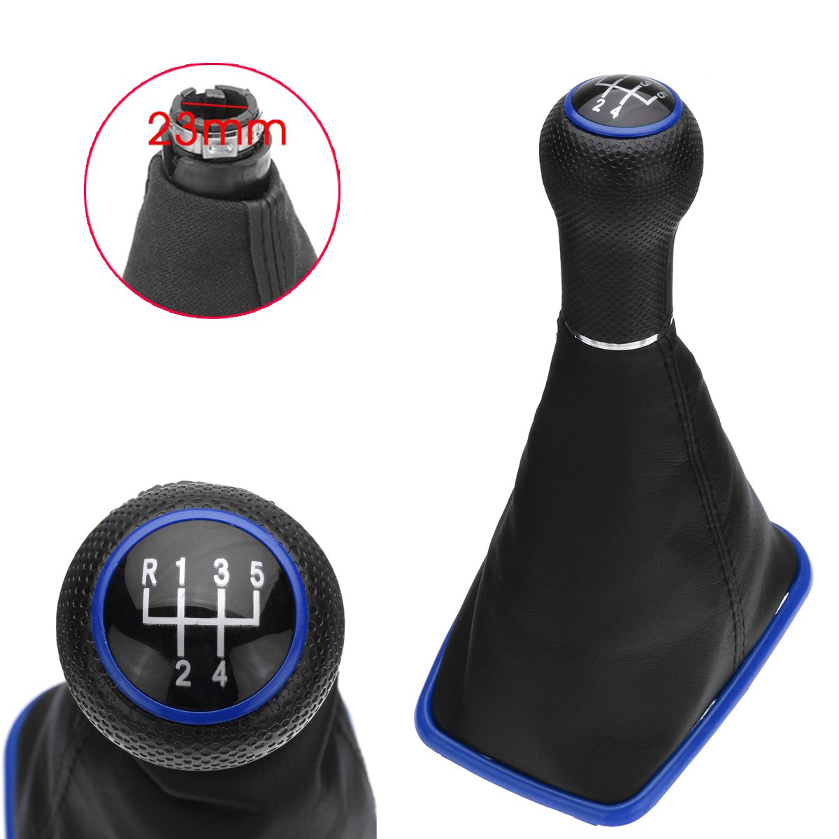 56-Speed-Gear-Shift-Knob-Gaitor-Boot-Cover-Leather-Black-Fit-For-VW-Golf-MK4-1768531