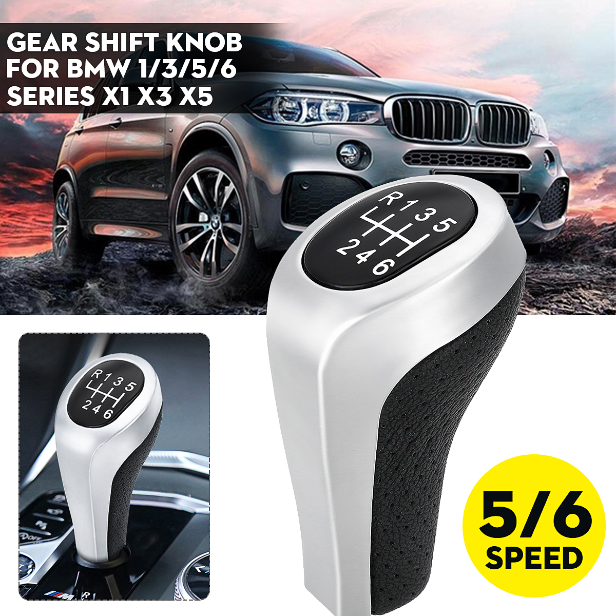 56-Speed-Gear-Shift-Knob-PU-Leather-For-BMW-1356-Series-E90-E91-E92-X1-X3-X5-1746281