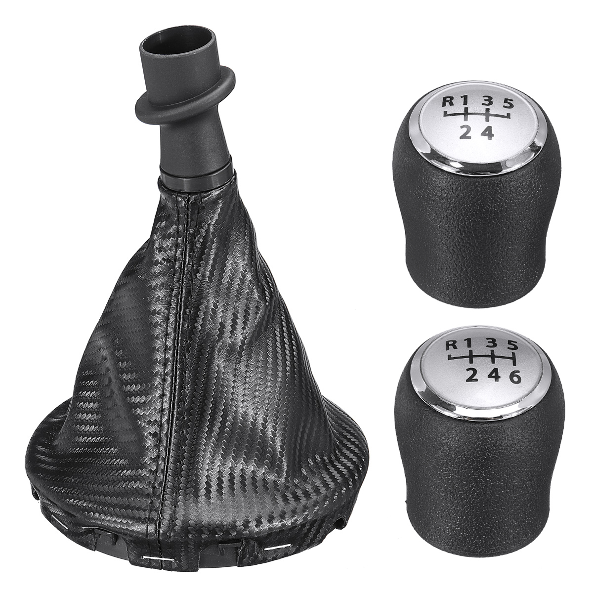 56-Speed-Gear-Shift-Knob-with-Carbon-Fiber-Leather-Gaiter-Boot-Cover-For-VW-Transporter-1716079