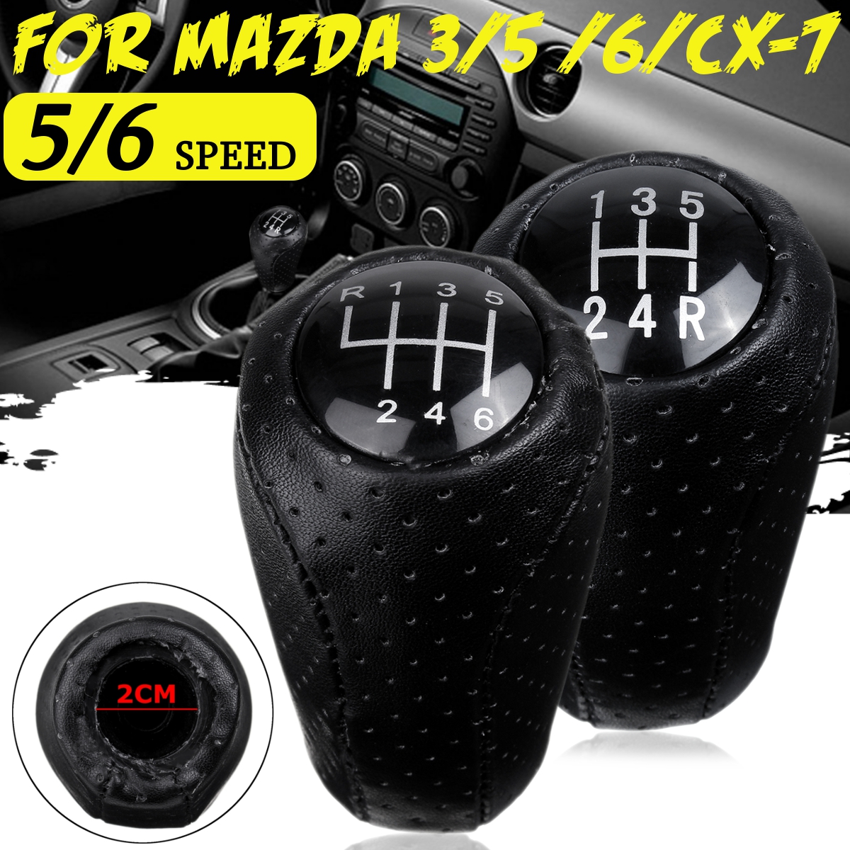 56-Speed-Leather-Gear-Knob-Stick-Shift-For-MAZDA-3-BK-BL-5-CR-CW-6-II-GH-1614844