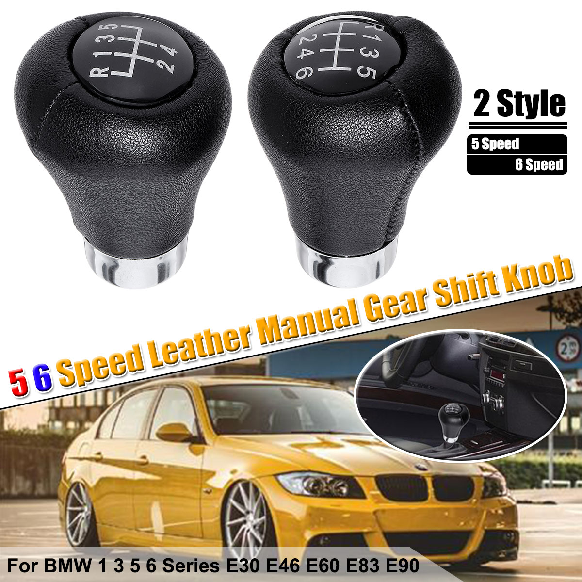 56-Speed-Leather-Manual-Gear-Shift-Knob-For-BMW-1-3-5-6-Series-E30-E36-E38-E39-E46-E53-E60-E63-E87-E-1364899
