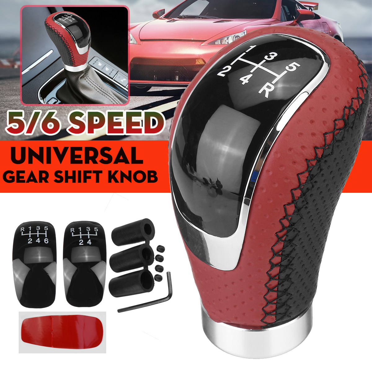 56-Speed-Universal-Manual-Car-Gear-Shift-Knob-Shifter-Lever-Stick-with-3-Cap-1787500