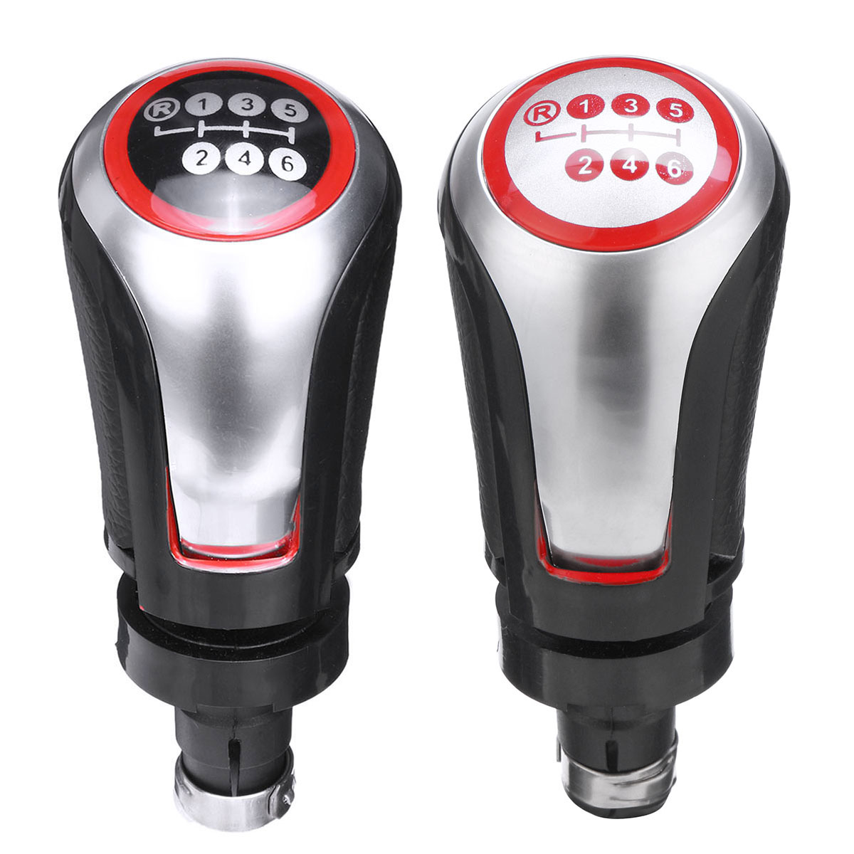 6-Speed-Car-Gear-Shift-Knob-PU-Leather-BlackSilver-For-VW-Golf-MK5-MK6-MK7-1523077