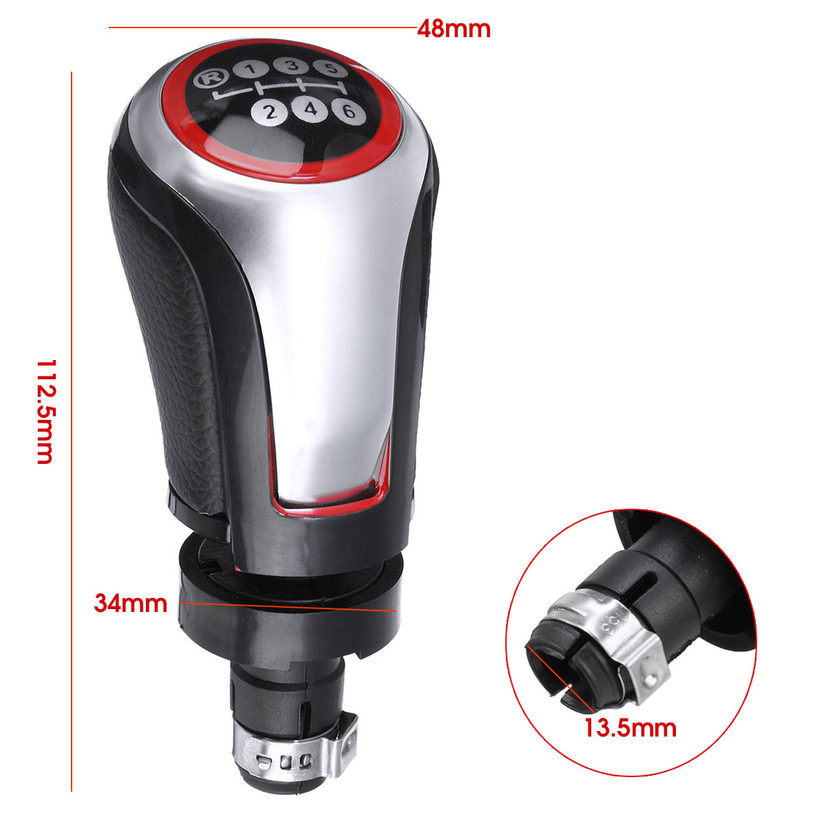 6-Speed-Car-Gear-Shift-Knob-PU-Leather-BlackSilver-For-VW-Golf-MK5-MK6-MK7-1523077