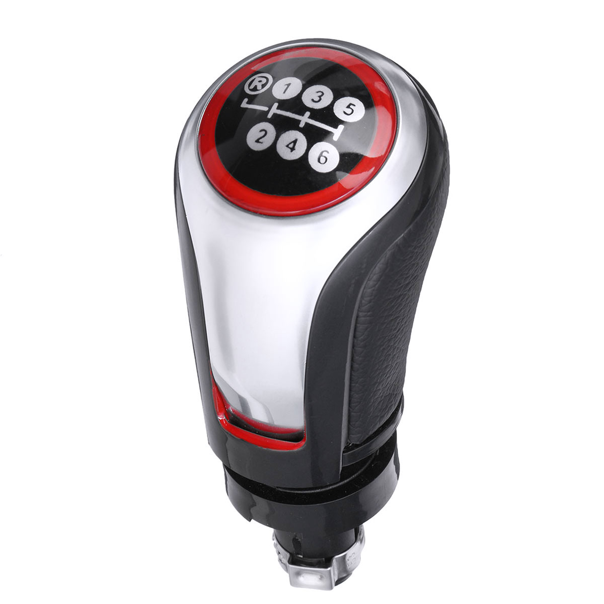 6-Speed-Car-Gear-Shift-Knob-PU-Leather-BlackSilver-For-VW-Golf-MK5-MK6-MK7-1523077