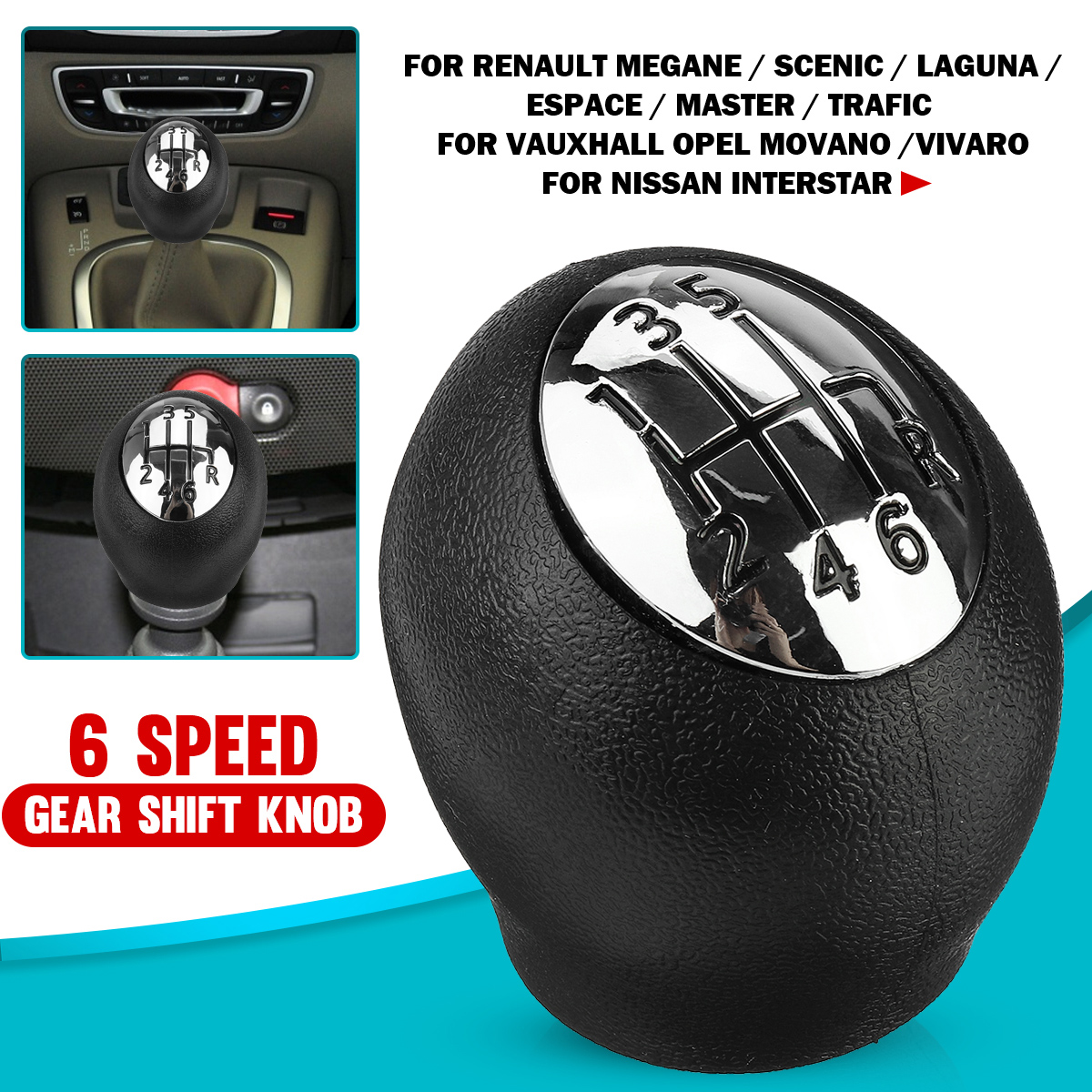6-Speed-Gear-Knob-Chrome-For-Renault-Megane-Clio-Laguna-For-Vauxhall-Opel-Movano-Vivaro-For-Nissan-I-1690972