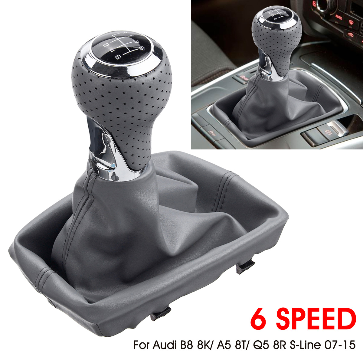 6-Speed-Gear-Shift-Knob-Gaitor-Boot-PU-Leather-For-Audi-A4-S4-B8-8K-S-Line-2007-2015-1664335