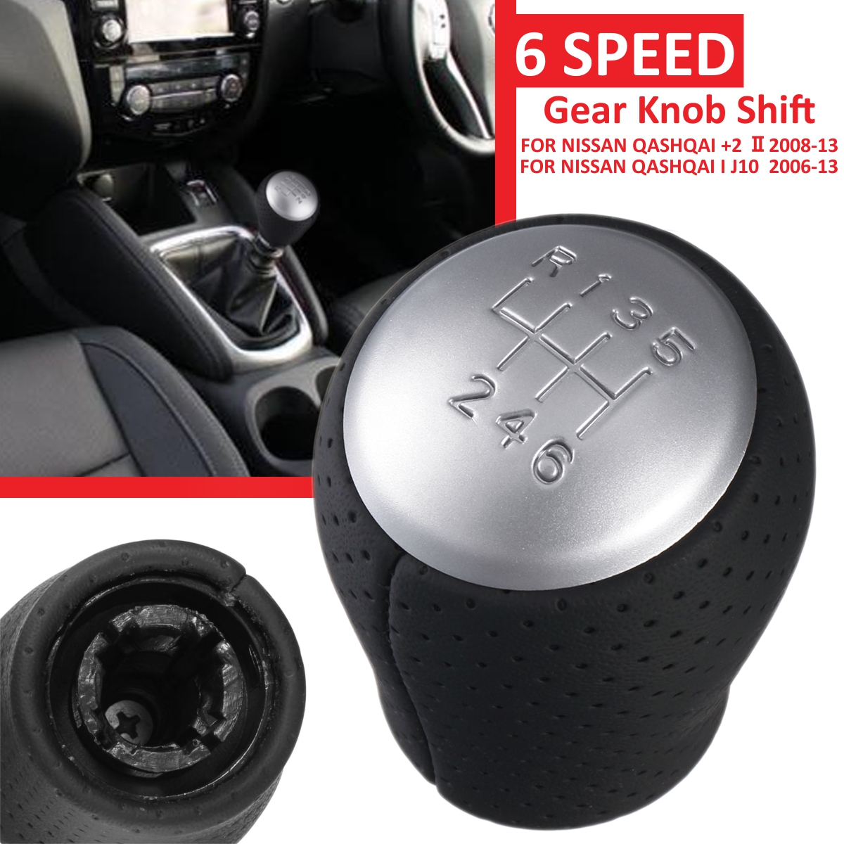 6-Speed-Gear-Shift-Knob-Slotting-For-NISSAN-QASHQAI-2---08-13-I-J10-06-13-1603450