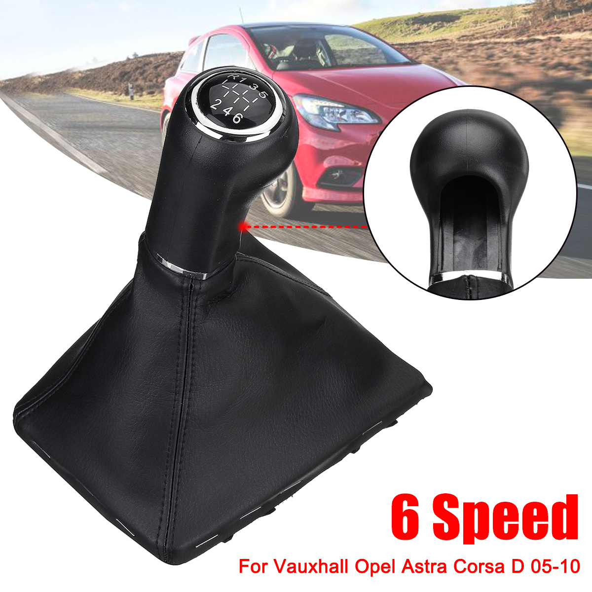 6-Speed-Gear-Shift-Knob-Stick-with-Gaiter-Boot-For-Vauxhall-Opel-Astra-Corsa-D-2005-2010-1402526