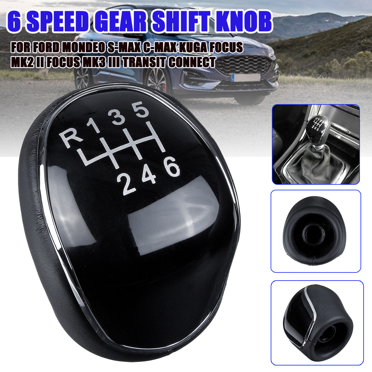 6-Speed-Gear-Stick-Shift-Knob-For-Ford-Mondeo-IV-S-MAX-C-MAX-Kuga-Transit-1716036