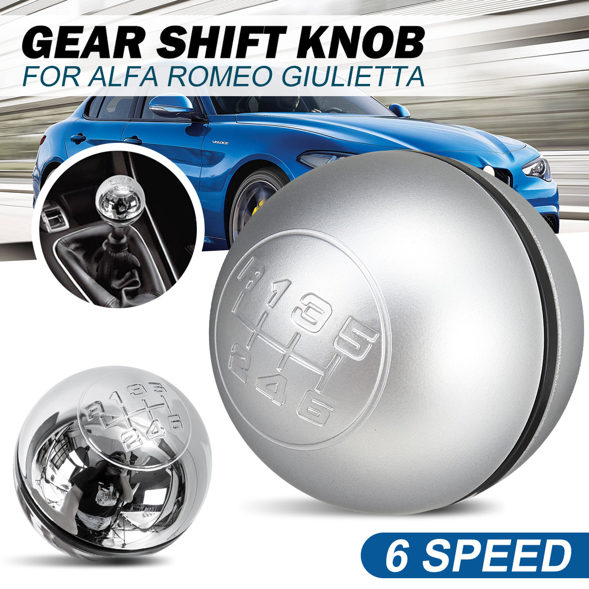 6-Speed-Gear-Stick-Shift-Knob-Lever-Silver-50294565-For-Alfa-Romeo-Giulietta-1746194