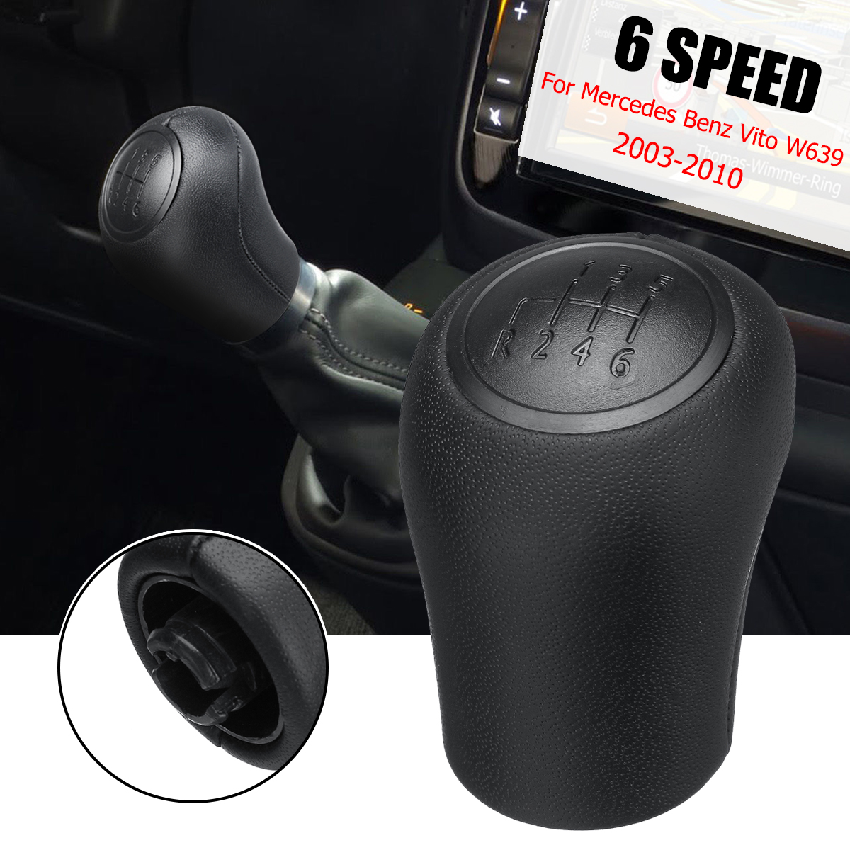 6-Speed-Gear-Stick-Shift-Knob-Manual-Black-For-Mercedes-Benz-Vito-Viano-2003-2010-1751951