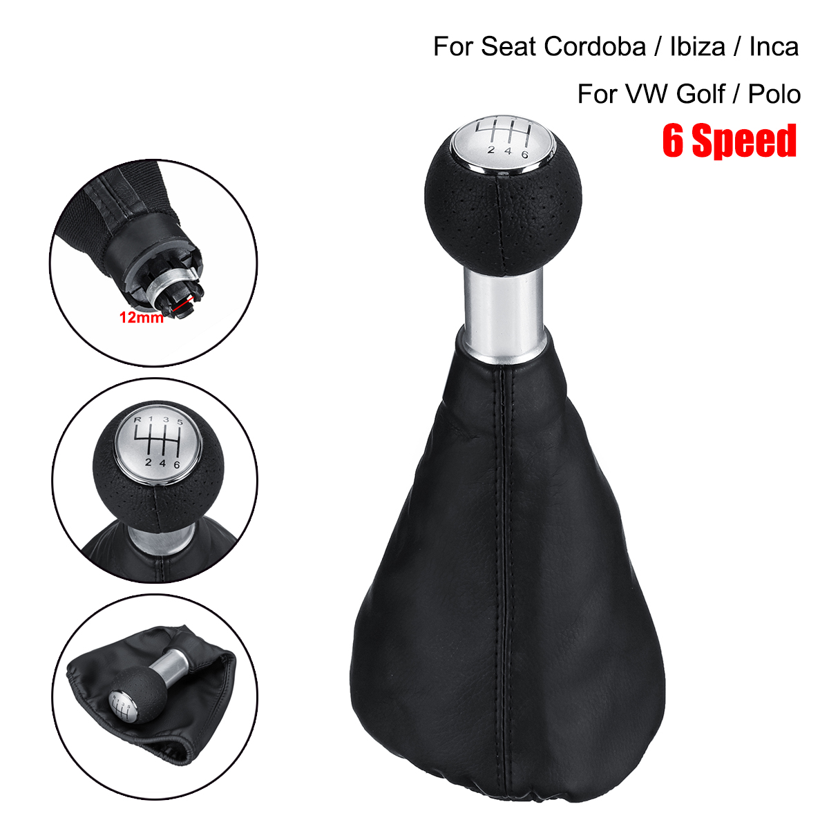 6-Speed-Manual-Gear-Shift-Knob-Boot-Gaiter-Cover-for-Polo-VW-Golf-MK4-Seat-IBIZA-1336101