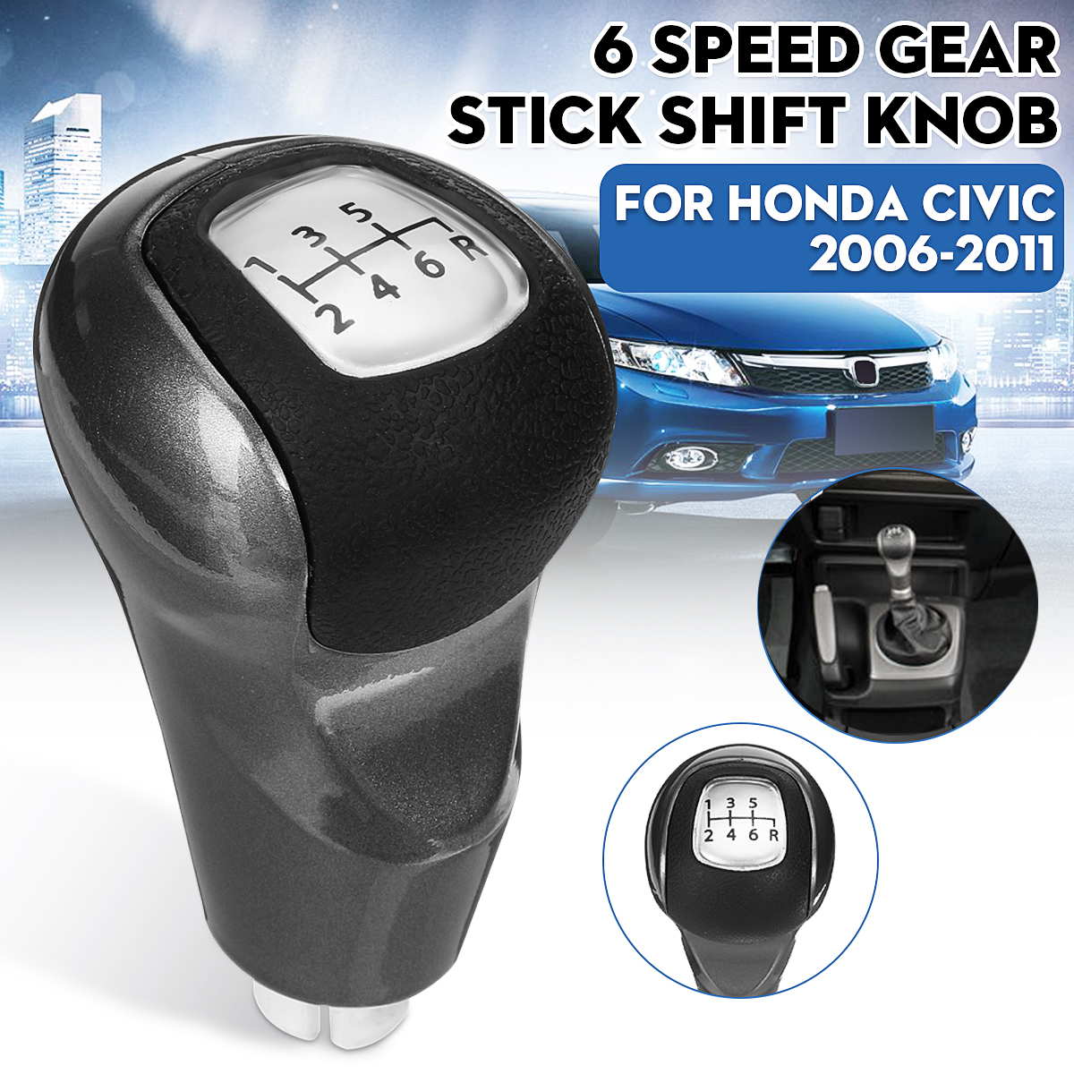 6-Speed-Manual-Gear-Stick-Shift-Knob-Lever-For-Honda-Civic-DX-EX-LX-2006-2011-1721390