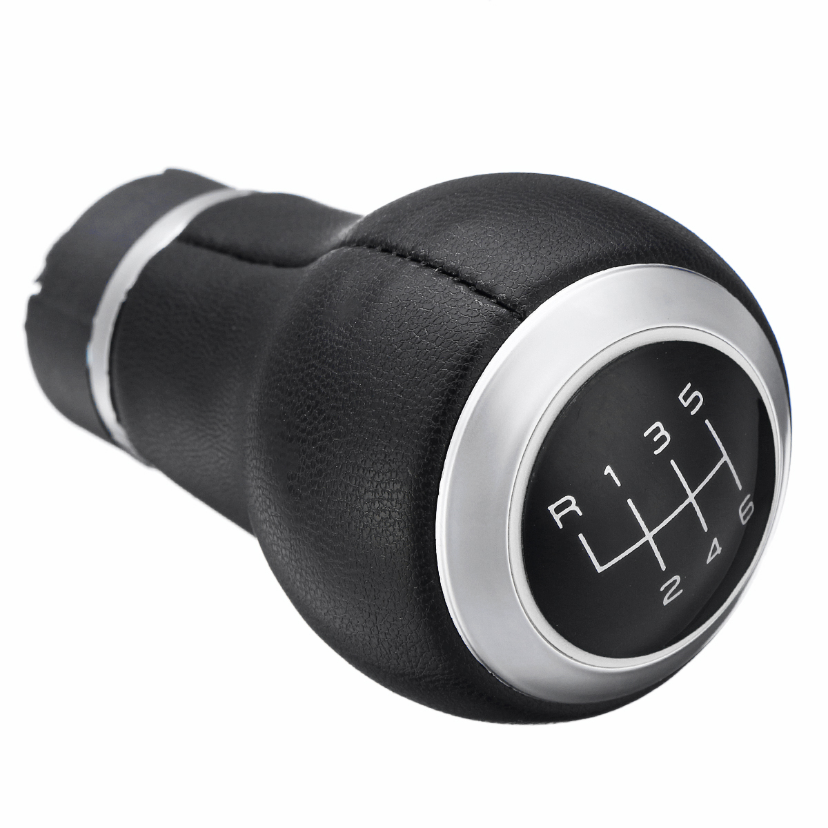 6-Speed-PU-Leather-Black-Chrome-Gear-Shift-Knob-For-Audi-VW-1402614