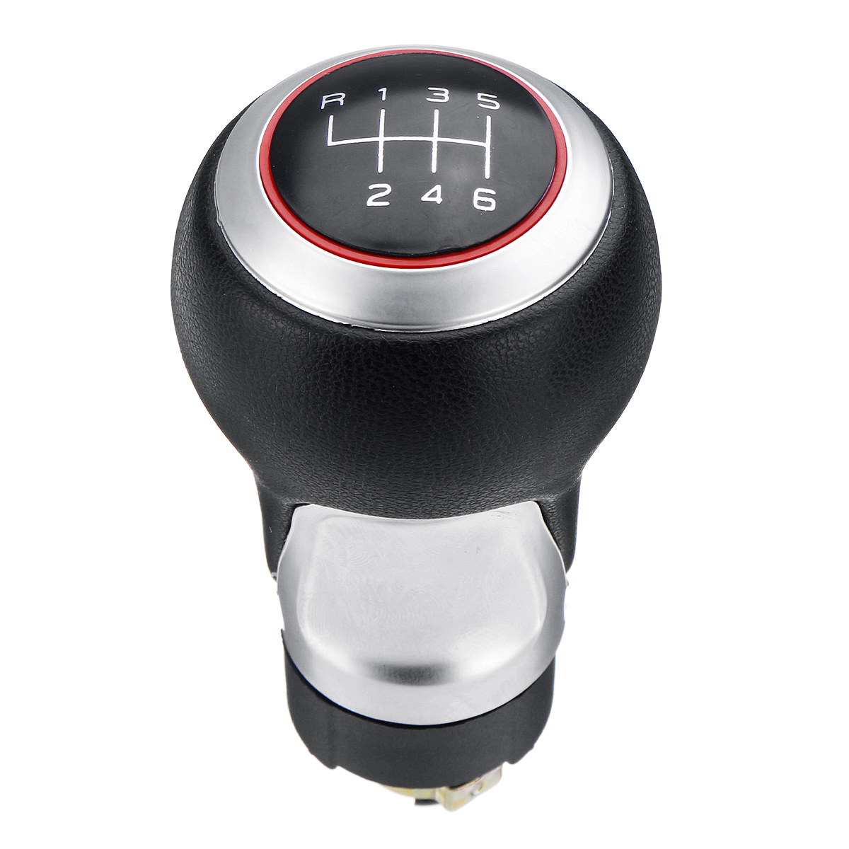 6-Speed-PU-Leather-Black-Chrome-Gear-Shift-Knob-For-Audi-VW-1402614