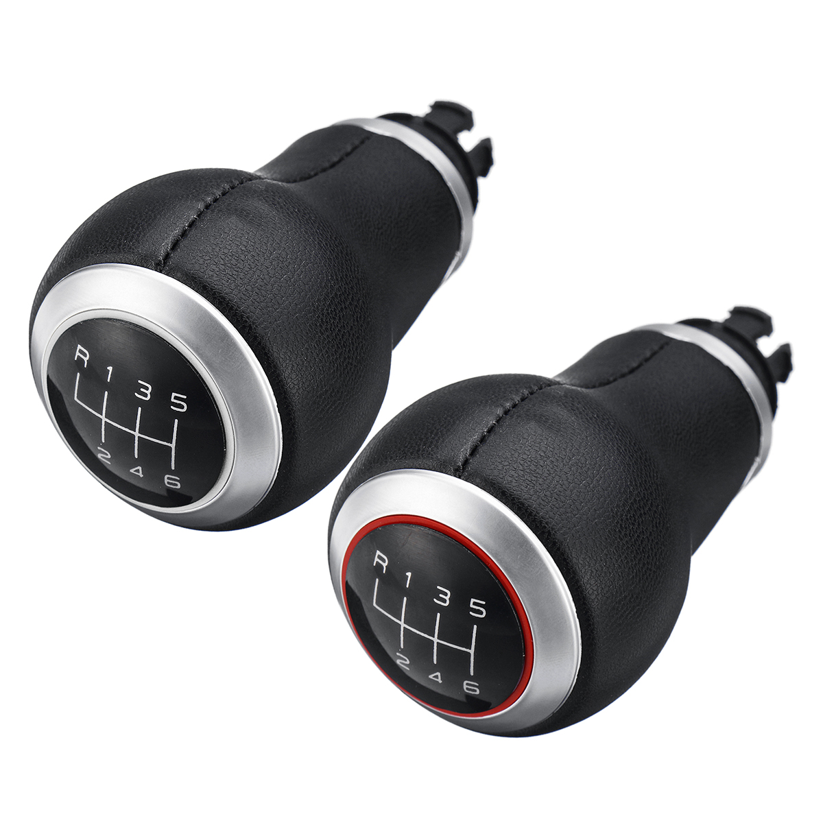 6-Speed-PU-Leather-Black-Chrome-Gear-Shift-Knob-For-Audi-VW-1402614