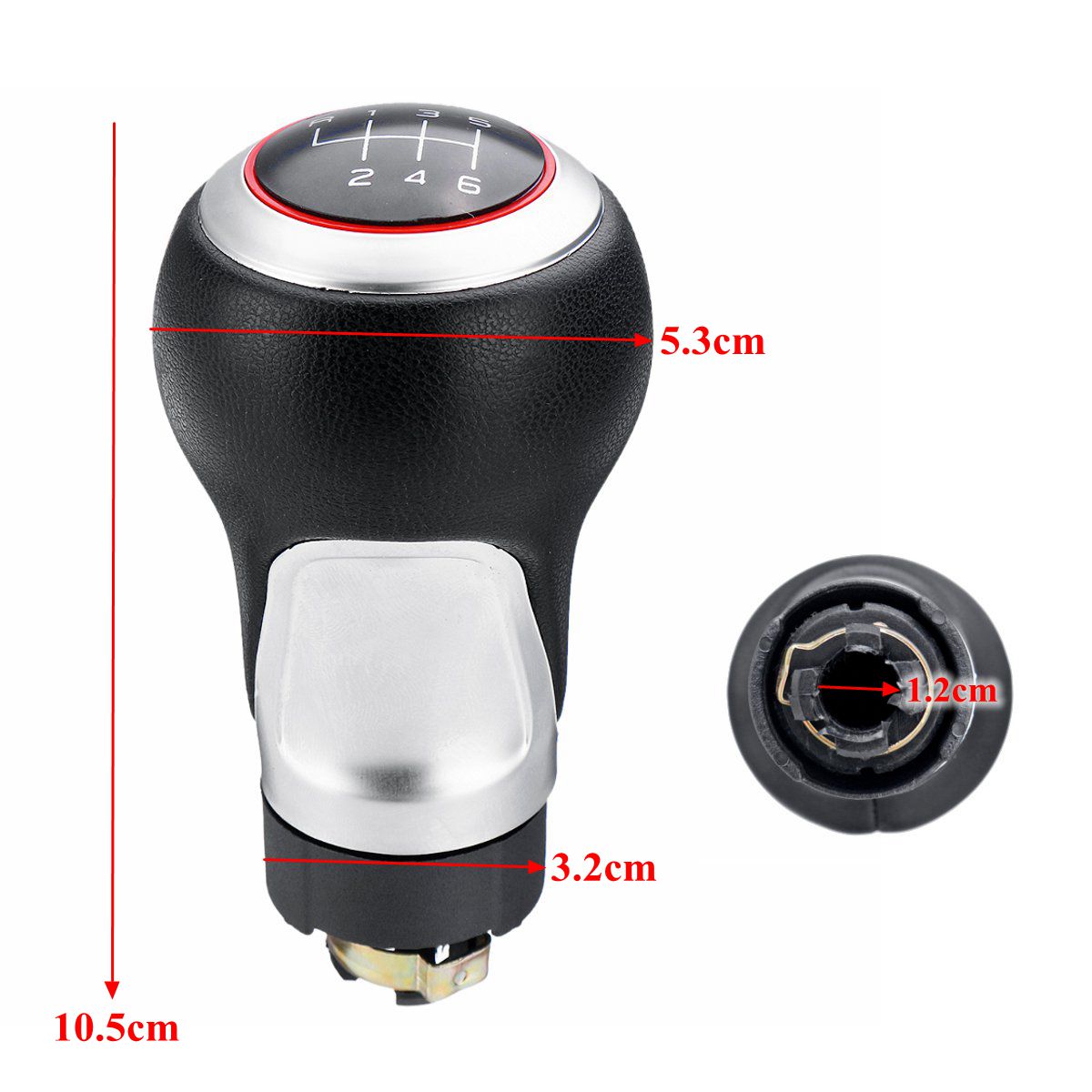 6-Speed-PU-Leather-Black-Chrome-Gear-Shift-Knob-For-Audi-VW-1402614