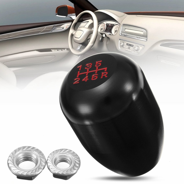 6-Speed-Type-R-Black-Aluminum-Car-Shift-Shifter-Knob-And-810MM-Threaded-Adapter-1286839