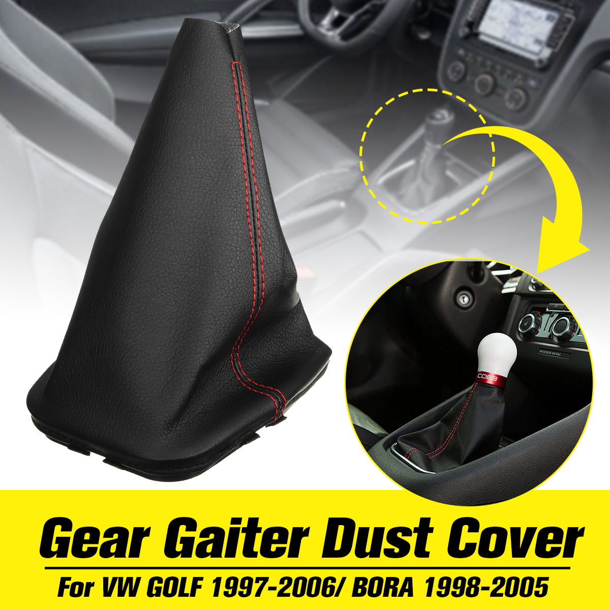 Black-Leather-Gear-Stick-Shift-Lever-Knob-Gaiter-Dust-Cover-For-VW-Golf-Bora-1768527