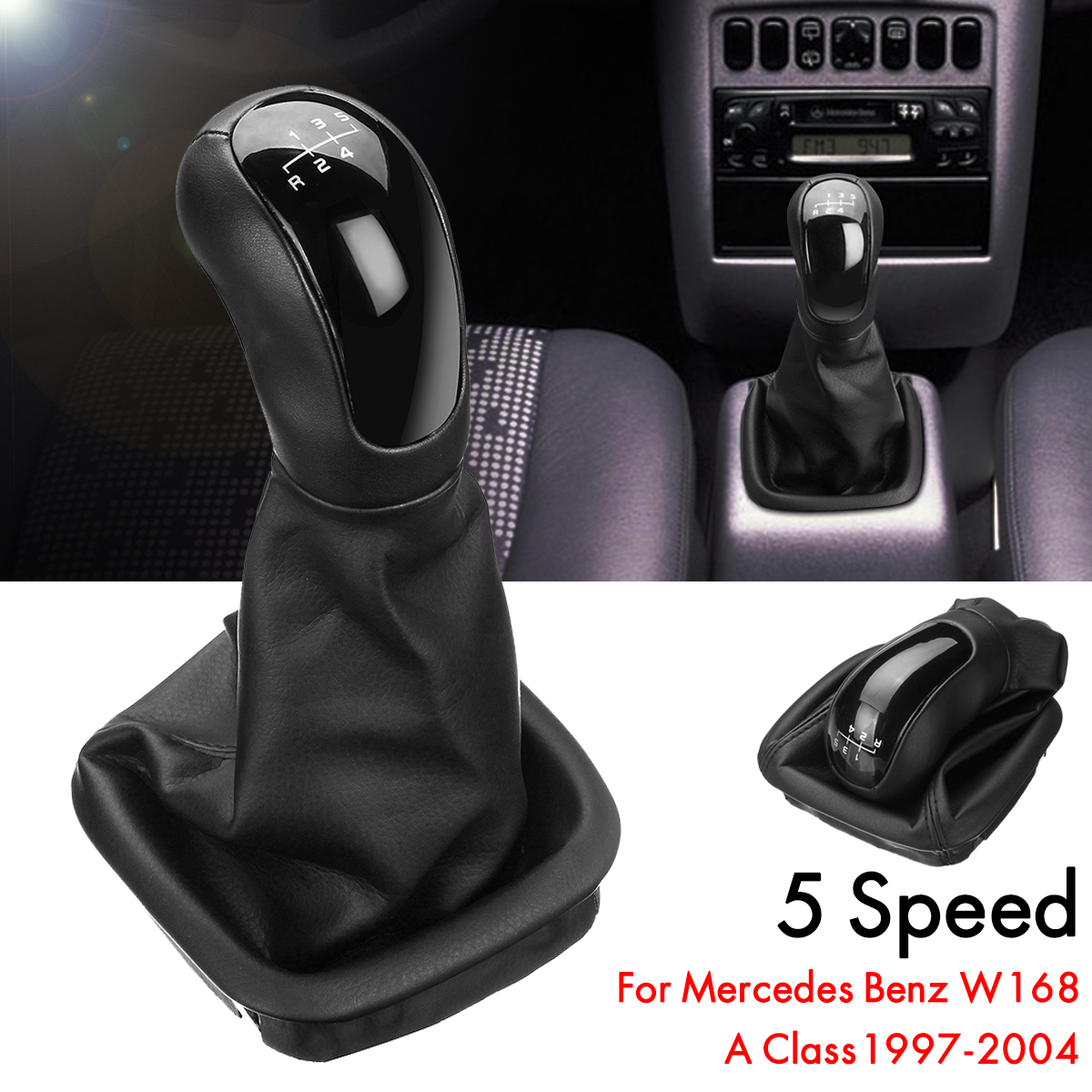 Car-5-Speed-Gear-Shift-Knob-Gaiter-Boot-For-Mercedes-Benz-W168-A-Class-1997-2004-1639759