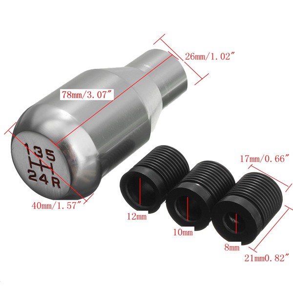 Car-5-Speed-Manual-Gearshifter-Aluminum-Silver-Shift-Knob-Gear-Stick-1001644