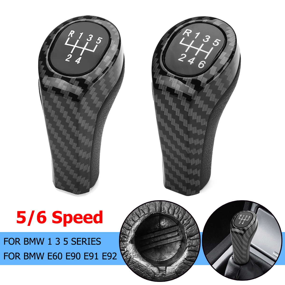 Car-56-Speed-Carbon-Fiber-Color-Manual-Gear-Shift-Stick-Knob-For-BMW-E90-E91-E92-X1-X5-X3-1639750