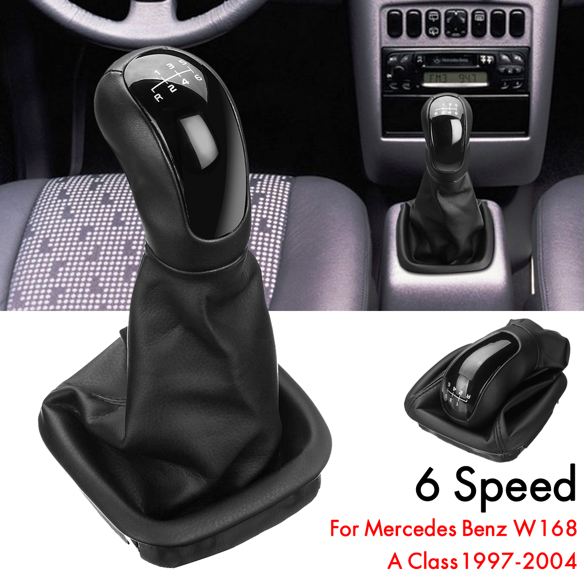 Car-6-Speed-Gear-Shift-Knob-Gaiter-Boot-For-Mercedes-Benz-W168-A-Class-1997-2004-1640247