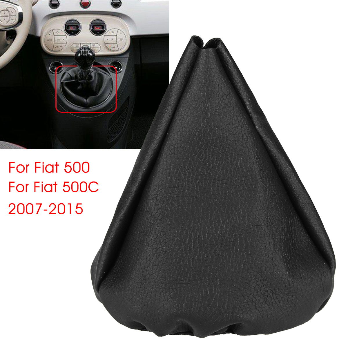 Car-PU-Leather-Gear-Shift-Boot-Gaiter-Cover-Sleeve-For-Fiat-500-500C-2007-2015-1639021