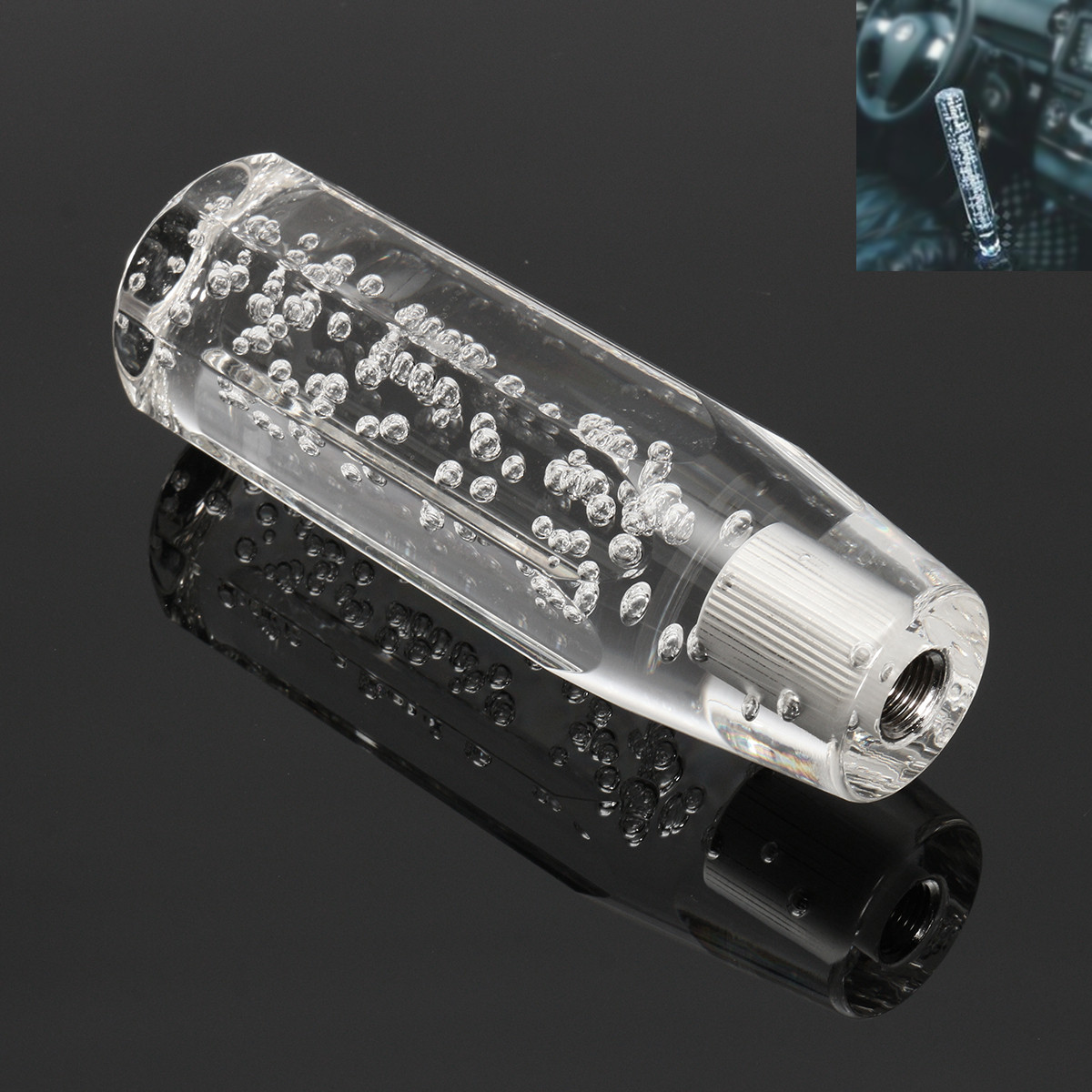Car-Universal-Octagon-Crystal-150mm-Manual-Bubble-Gear-Stick-Shifter-Shift-Knob-1169708