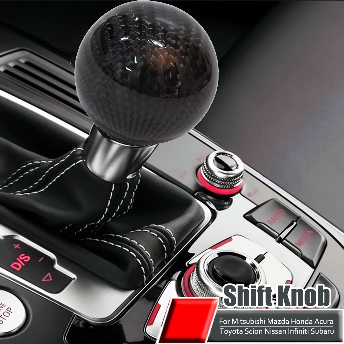 Carbon-Fiber-5-6-Speed-MT-Fit-Manual-Transmission-Gear-Shift-Knob-Shifter-Black-1063549
