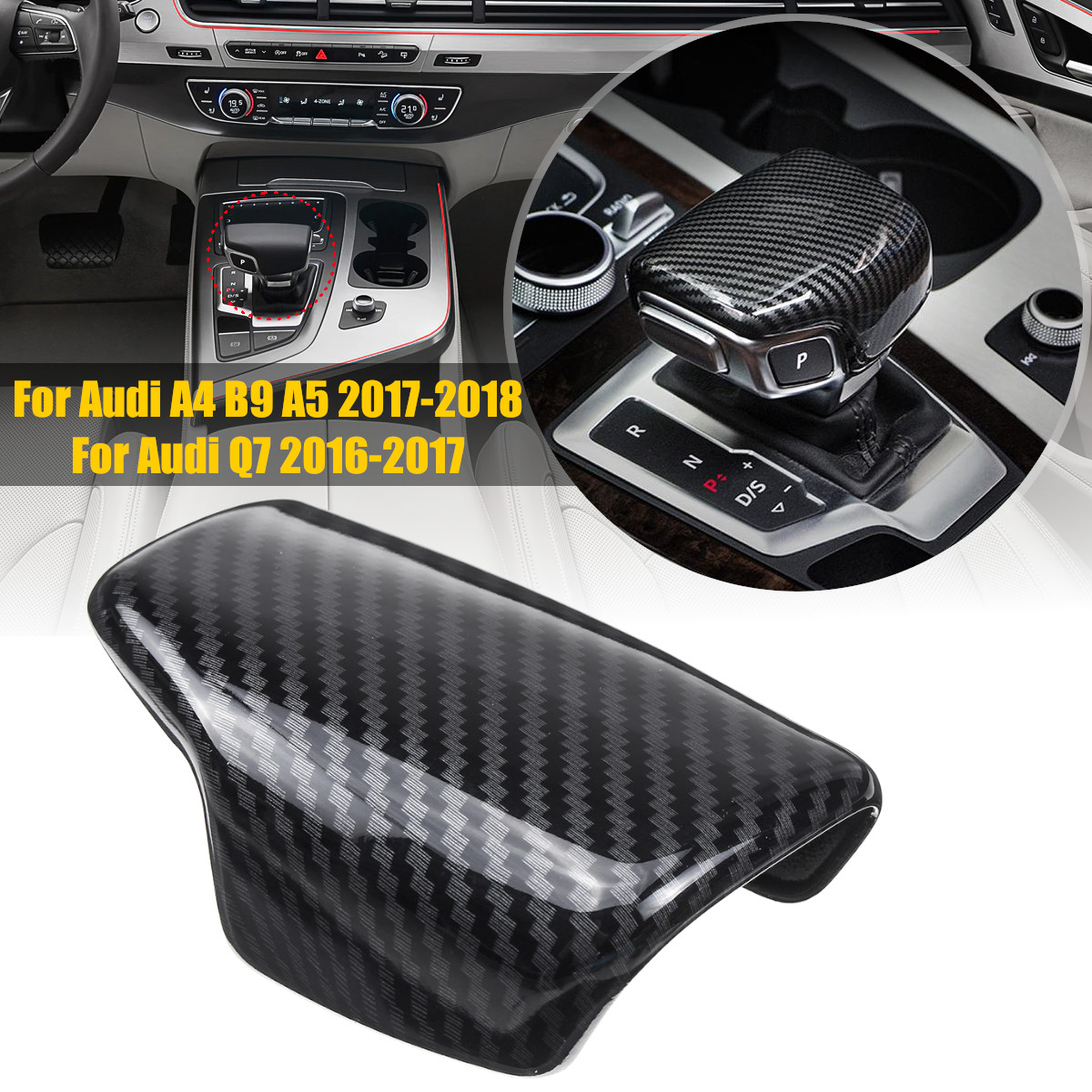 Carbon-Fiber-Look-Gear-Shift-Knob-Head-Cover-Cap-for-Audi-A4-B9-A5-Q7-1664332