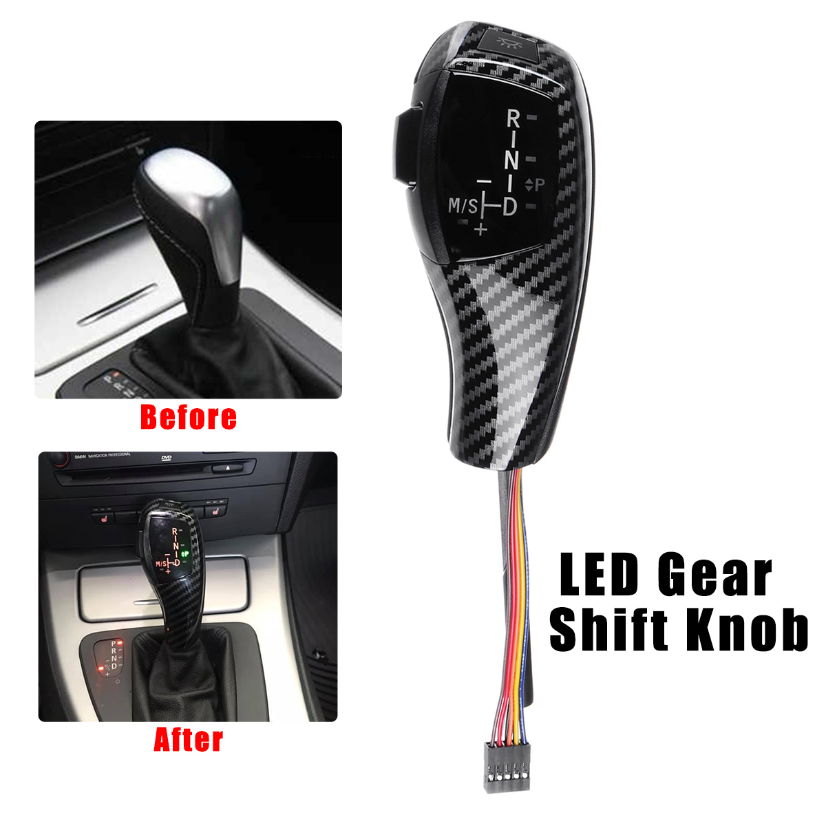 LED Manual Gear Shift Knob Stick Lever LHD Automatic For BMW E46 E60 5