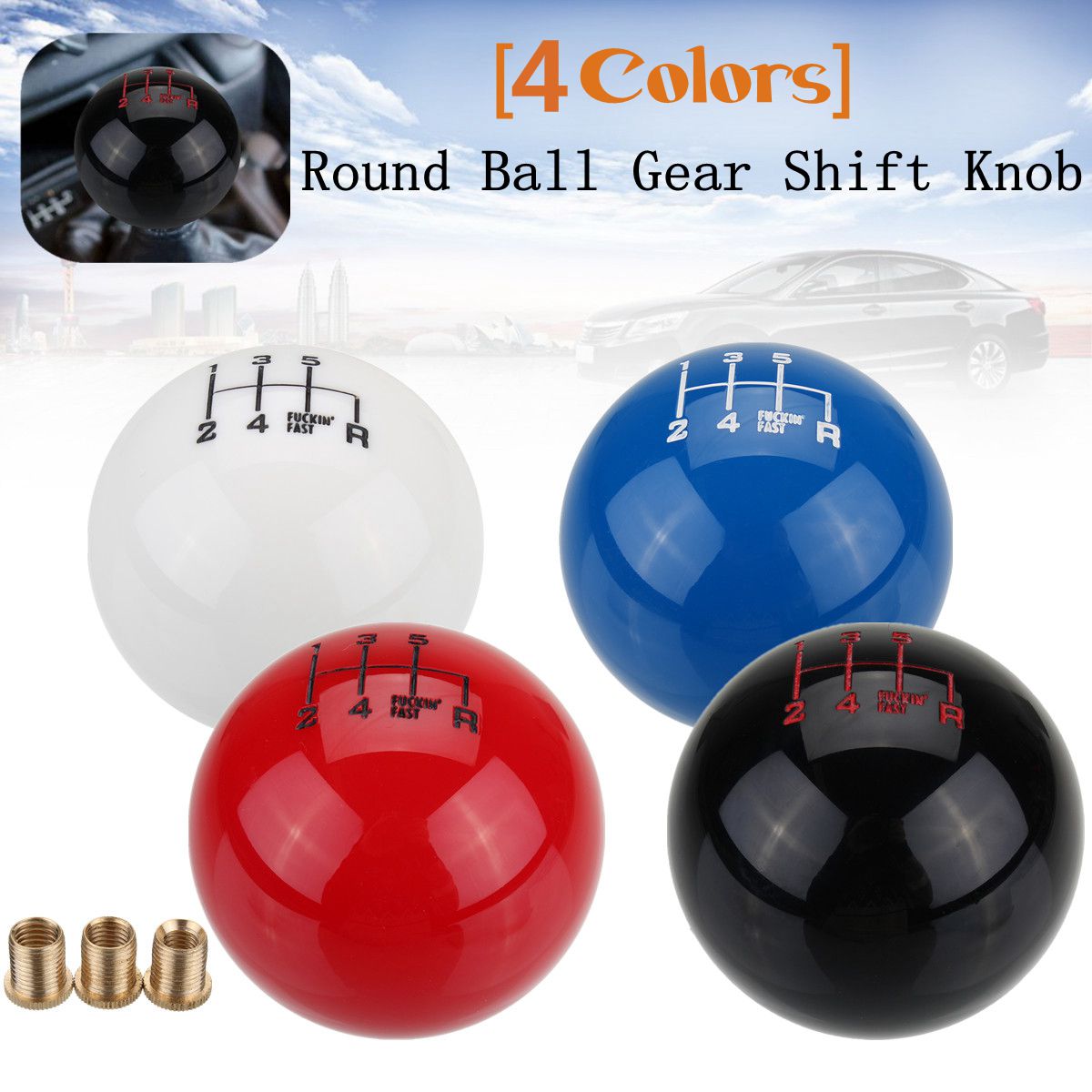 M10X15mm-6-Speed-Round-Ball-Gear-Shift-Knob-Short-Throw-Shifter-Lever-Universal-1238140