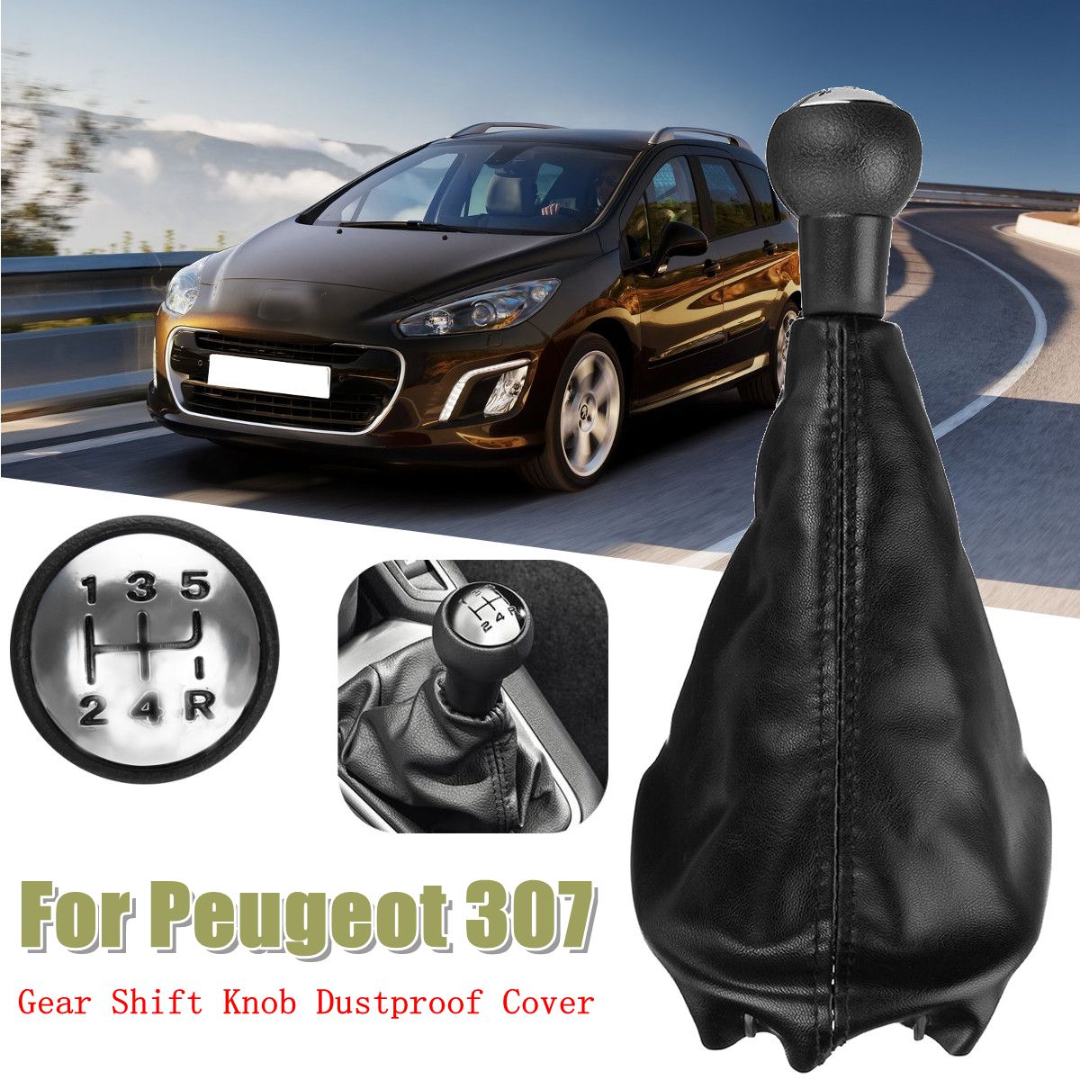 Manual-Gear-Shift-Knob-Ball-Head-Dust-proof-Cover-Assembly-For-Peugeot-307-1296252
