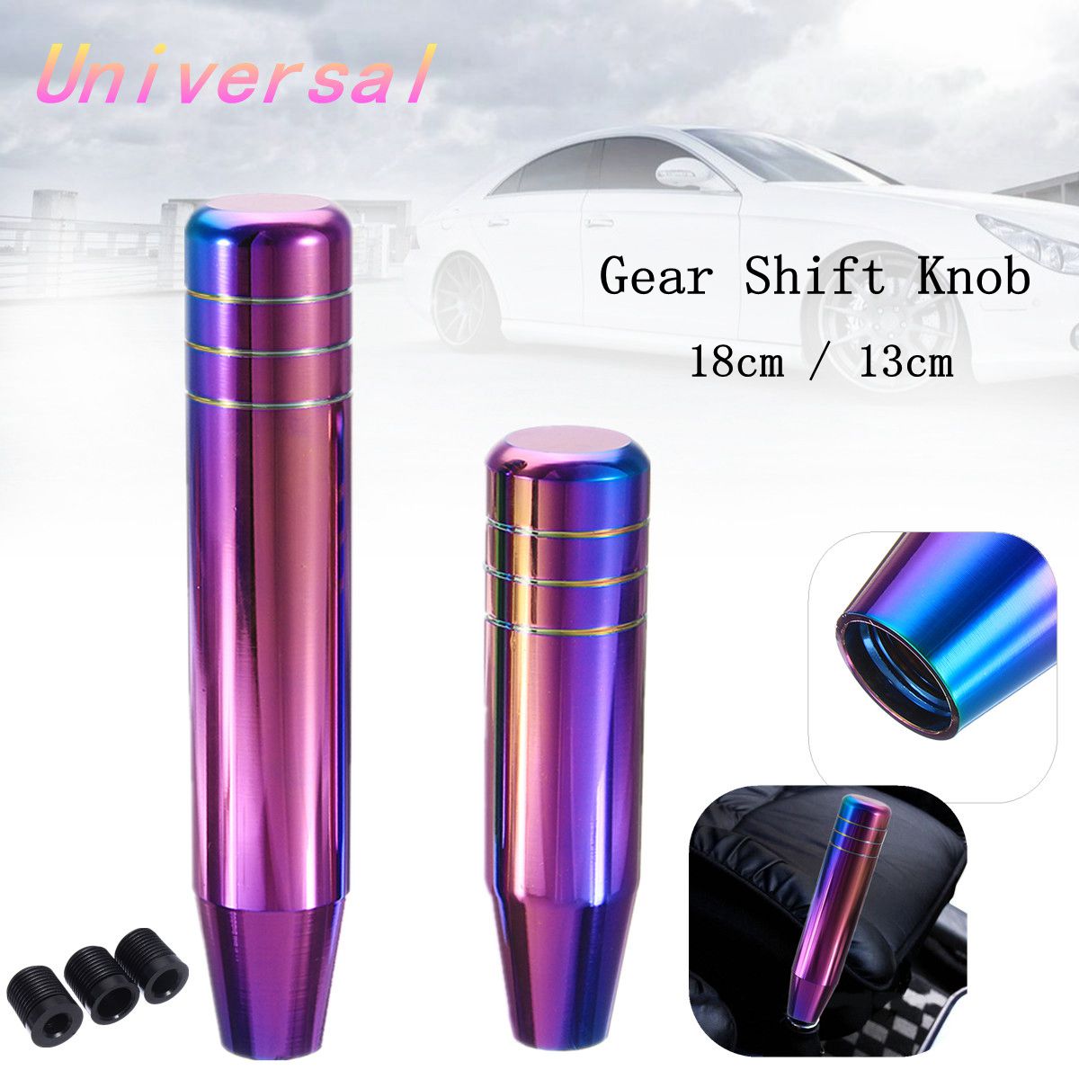 Neo-Chrome-Car-Gear-Shift-Knob-Shifter-Lever-Aluminum-Auto-Manual-Universal-1240295