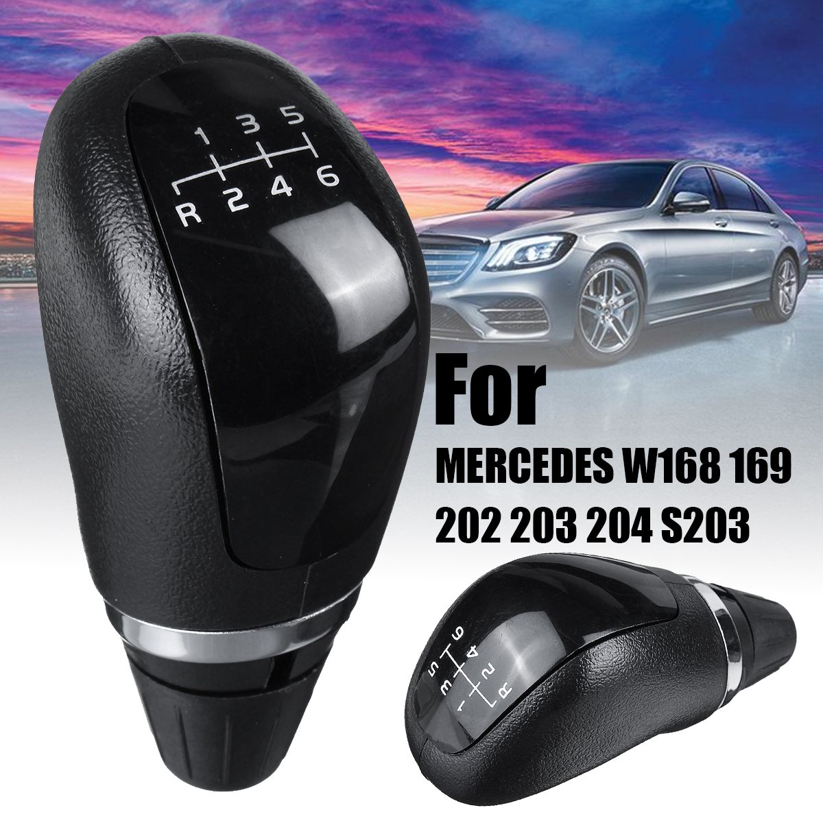 New-Black-Manual-6-speed-Gear-Shift-Knob-For-MERCEDES-W168-169-202-203-204-S203-1647410