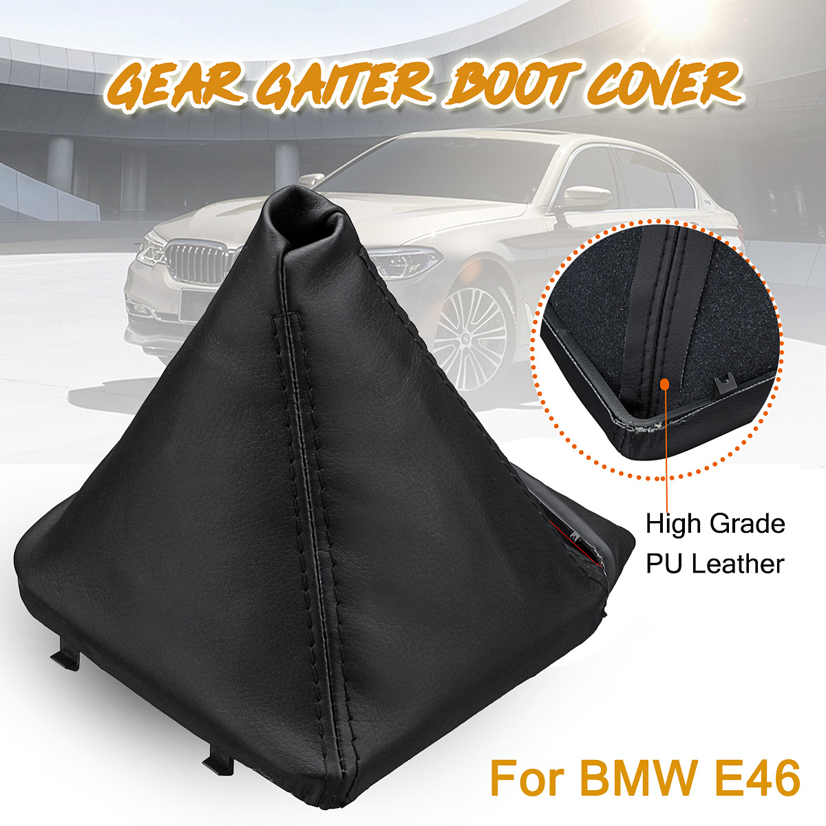 PU-Leather-Gear-Stick-Shift-Knob-Cover-Gaiter-Boot-Sleeve-Black-For-BMW-3-Series-E46-1602206