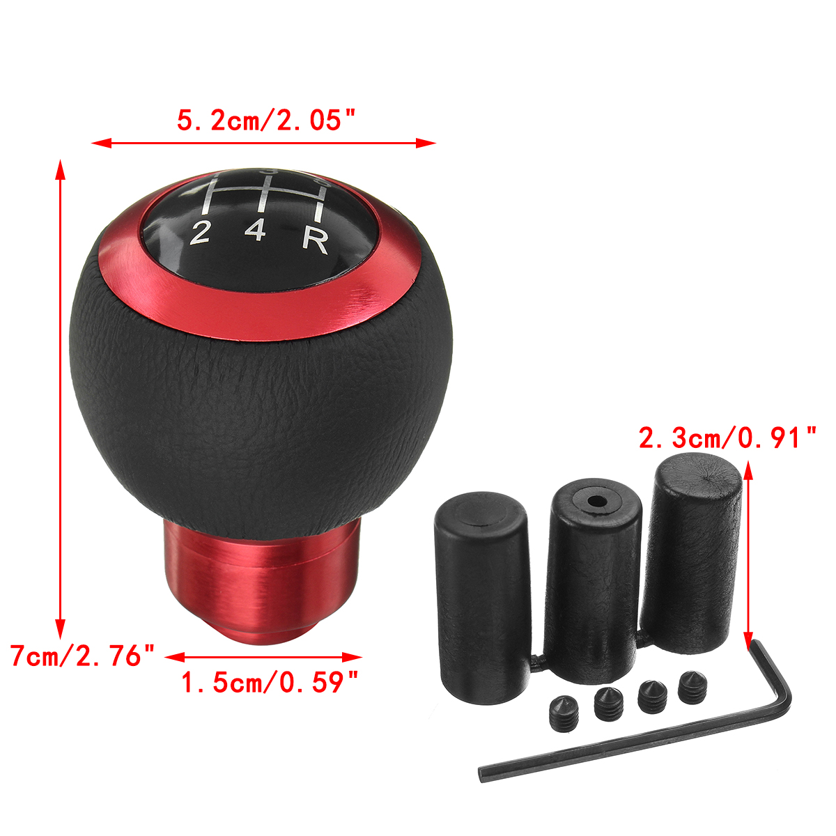 Universal--5-6-Speed-Manual-Car-Gear-Shift-Knob-Shifter-Lever-Aluminum-Handle-Ball-with-3-Adapter-1334067