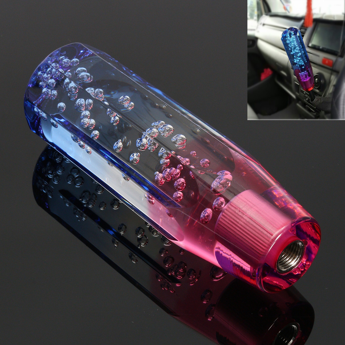 Universal-15cm-Bubble-Styling-Crystal-Manual-Gear-Knob-Shifter-Red-White-Blue-1166086