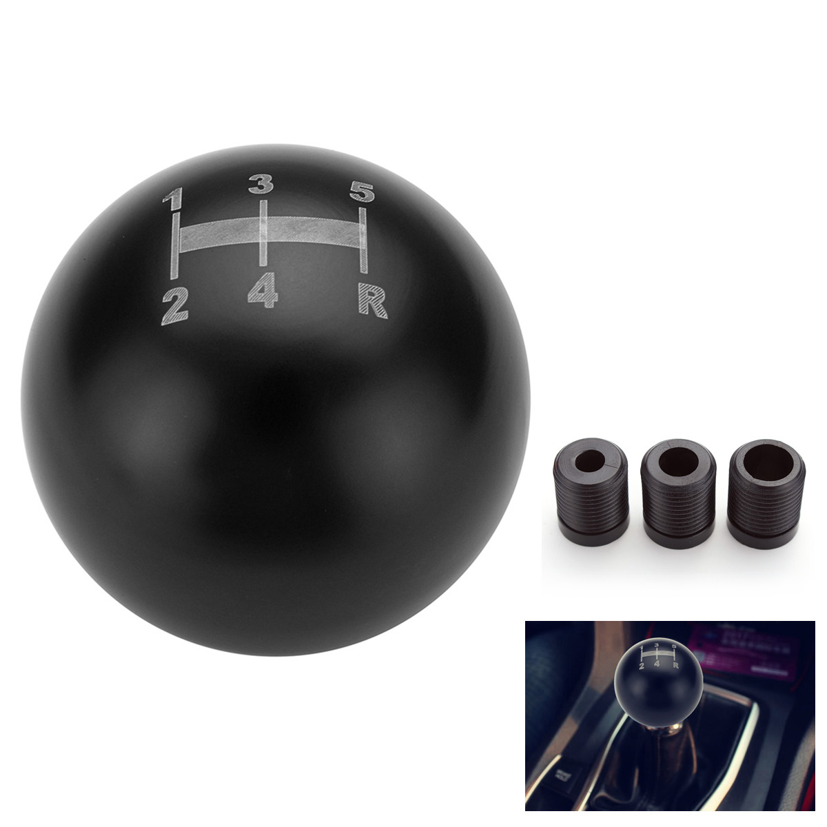 Universal-5-Speed-Aluminum-Round-Ball-Racing-Car-Manual-Gear-Shift-Shifter-Knob-1228501