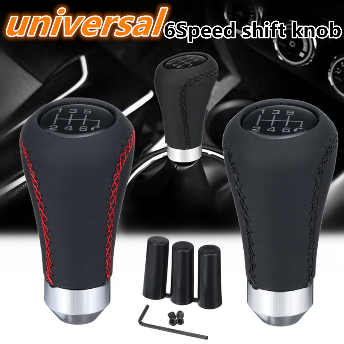 Universal-6-Speed-Gear-Shift-Knob-Shifter-Lever-with-8mm-10mm-12mm-Hoses-1199942